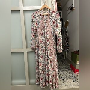 Natalie Martin Pink and Cream Long Sleeve Dress